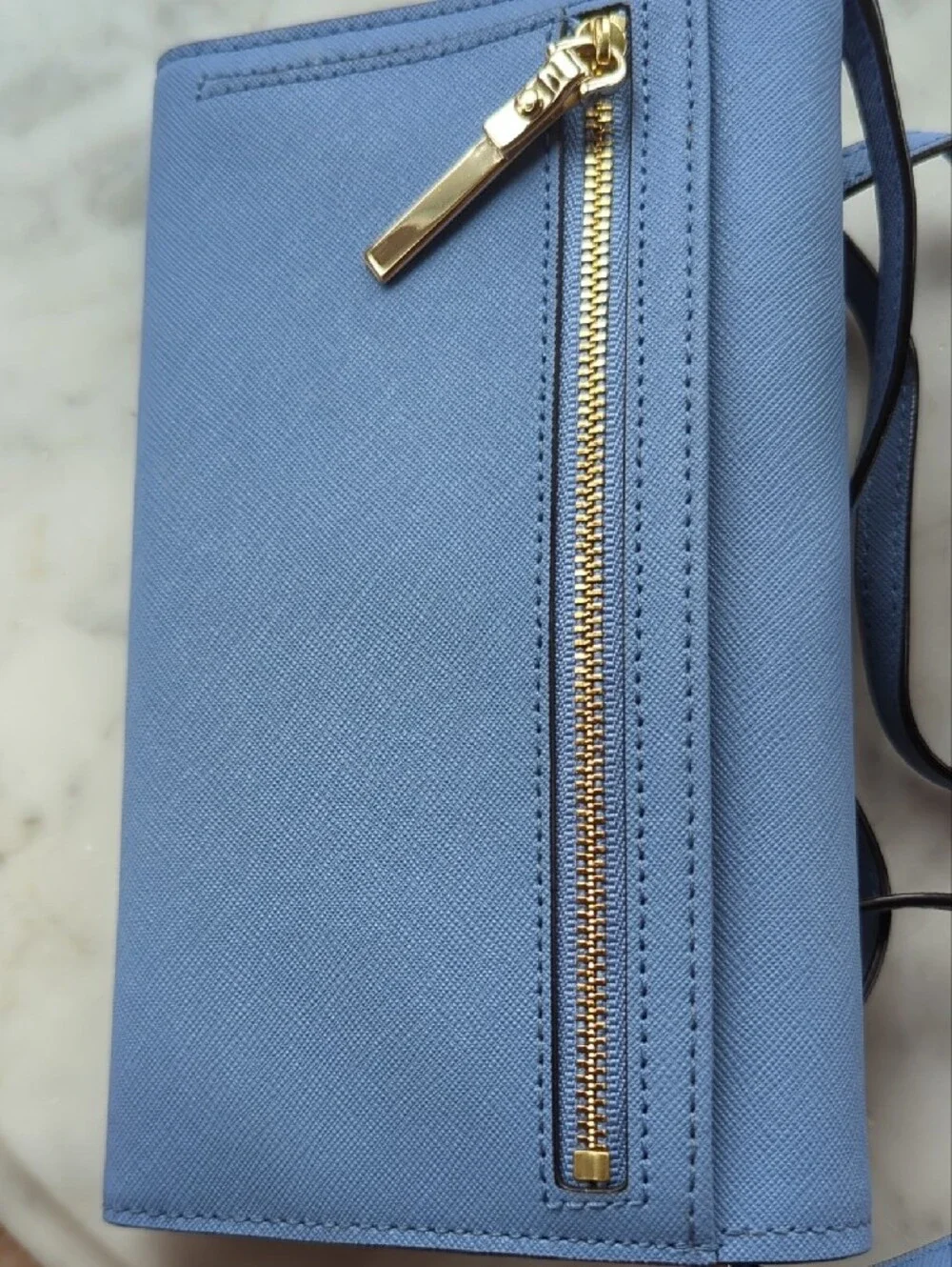 kate spade Blue Saffiano Leather Continental Wallet